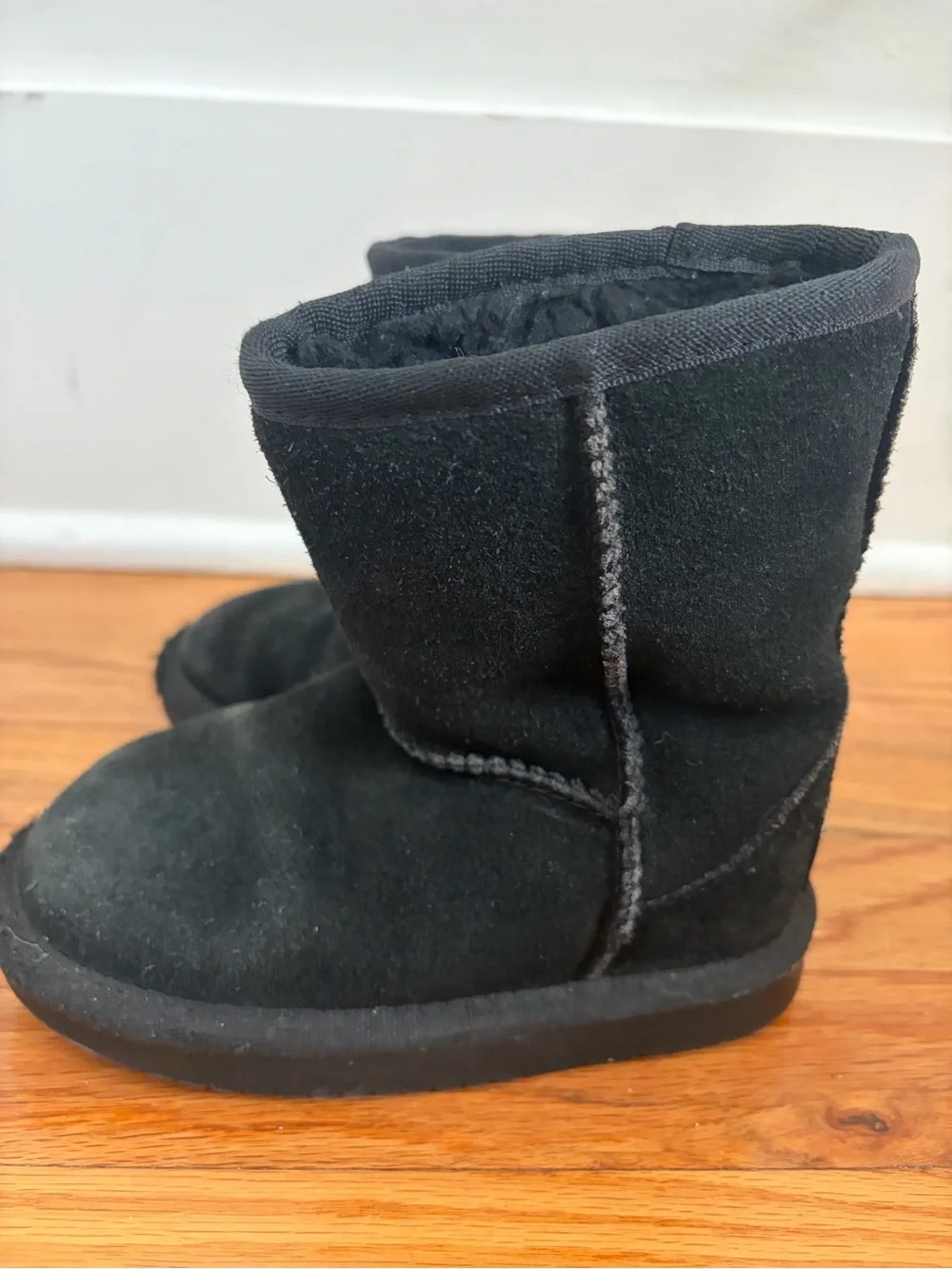 Koolaburra Kids Black Suede-Look Fleece Boots